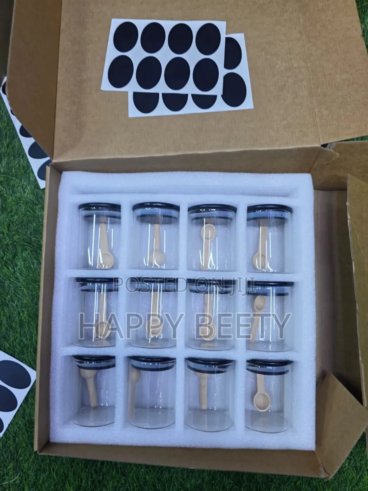 Air Tight Borosilicate Spice Jars With Black Lid