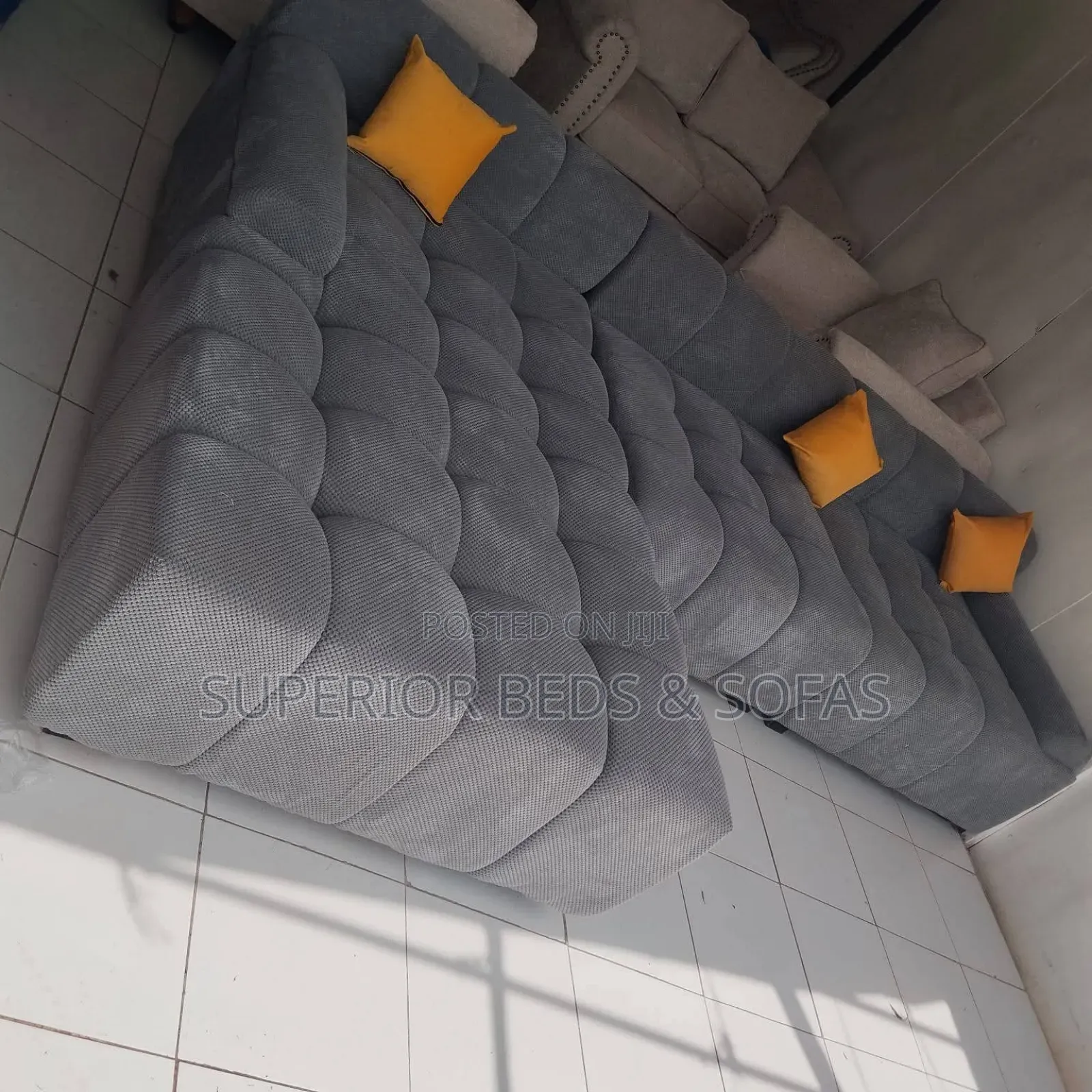 Grey/Black Bubble Sofa (5 Seater) With Pillows