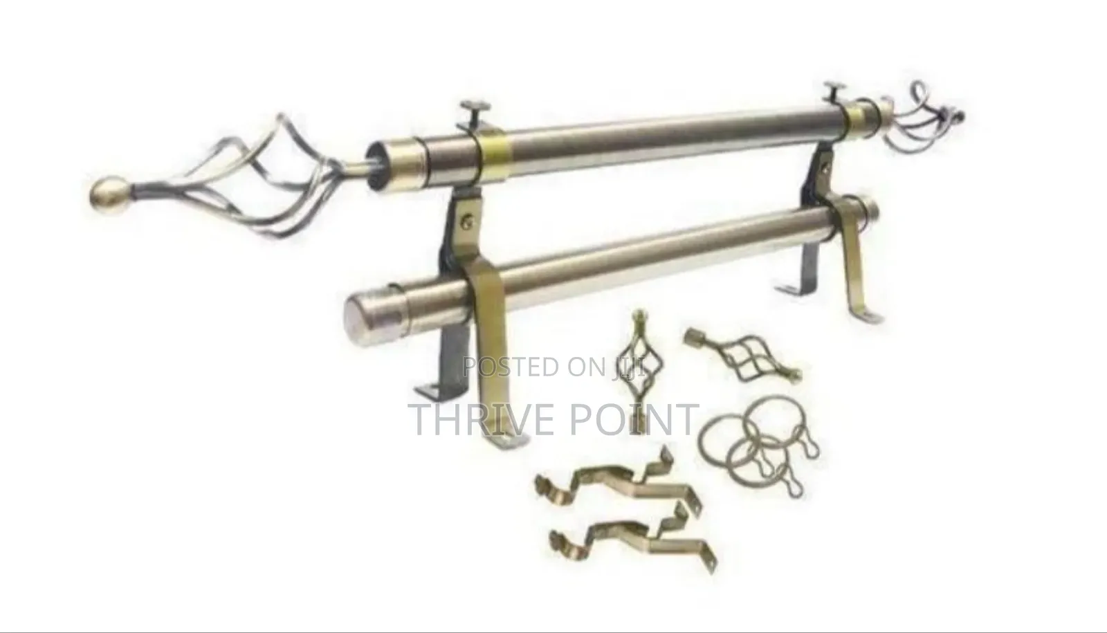 *Double Adjustable Curtain Rod Set in an Antique Brass