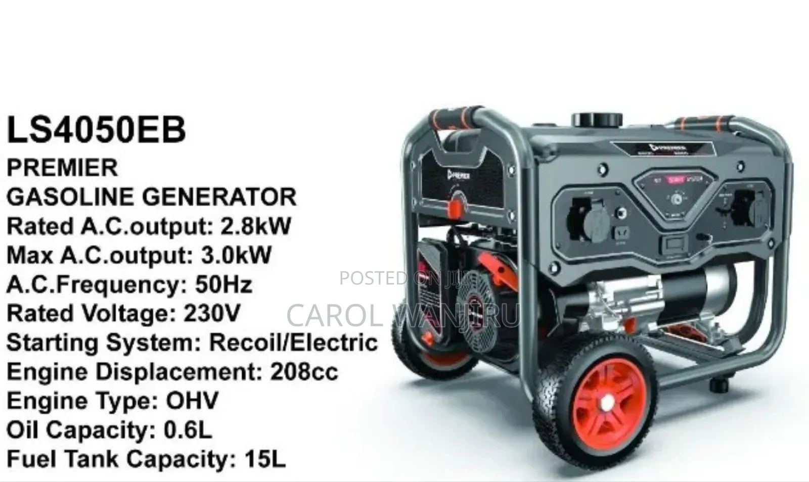 3.0kw Premier Gasoline Generator /Premier Gasoline Generator 208cc
