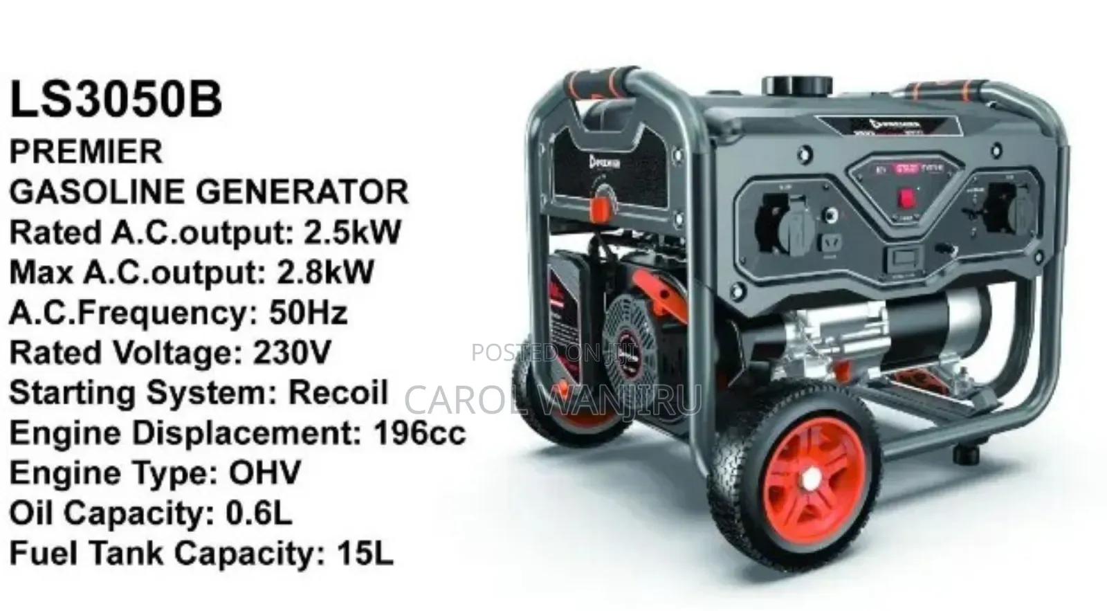 2.8kw Premier Gasoline Generator /196cc Premier Gasoline Generator