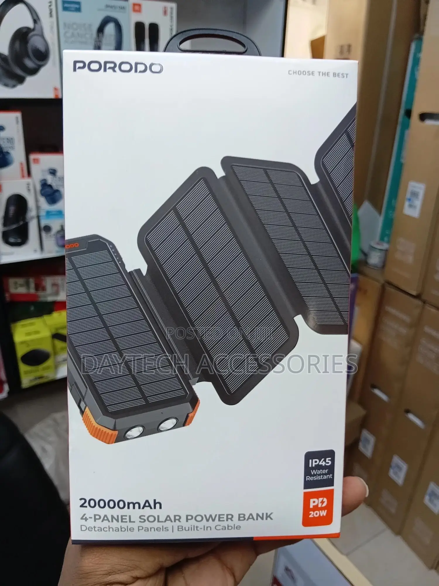 Porodo Power Bank Pb070 20000mah 4-Panel Solar Pd 20w.