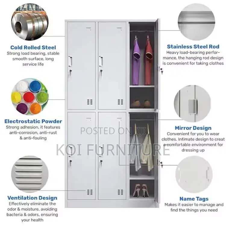 Office Cabinetl; Six Gray Lockers Executive Metallic Cabinet