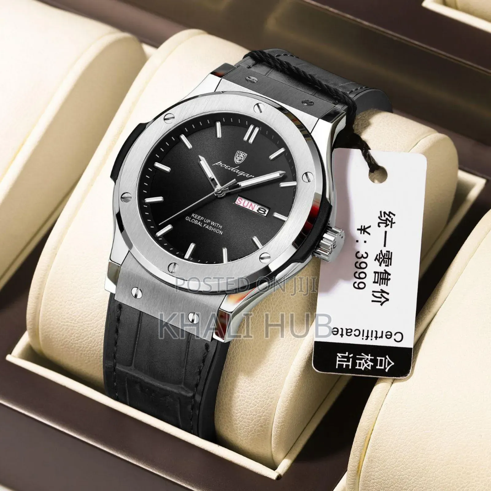 Poedagar Gents Watch With Calendar and Date Display