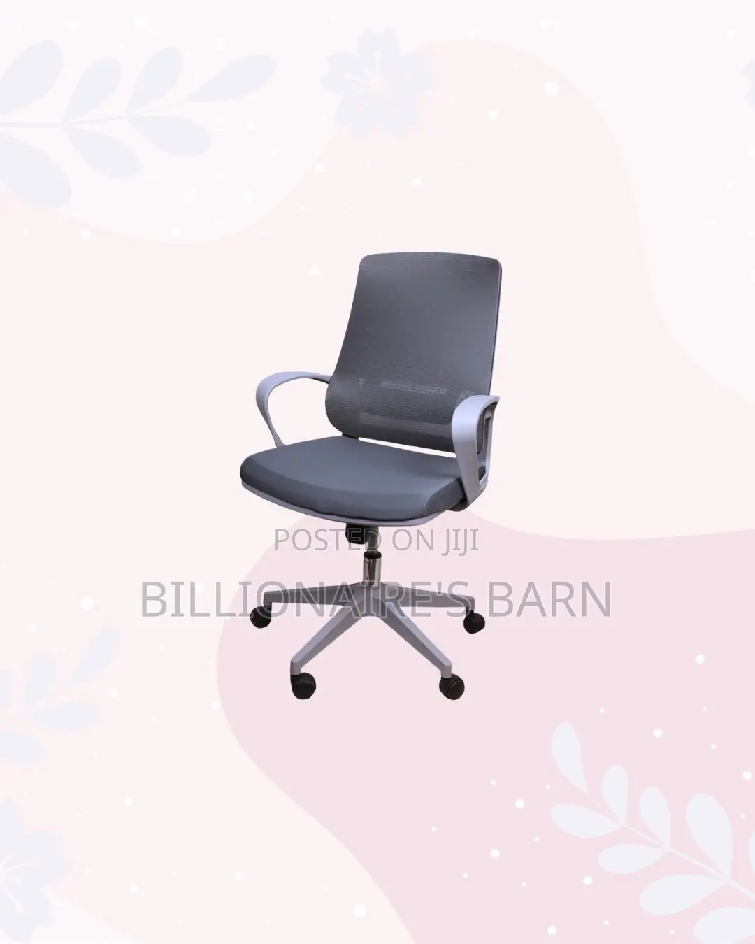 Grey Ergonomic Mesh Office Chair Mid Back Lumbar Support