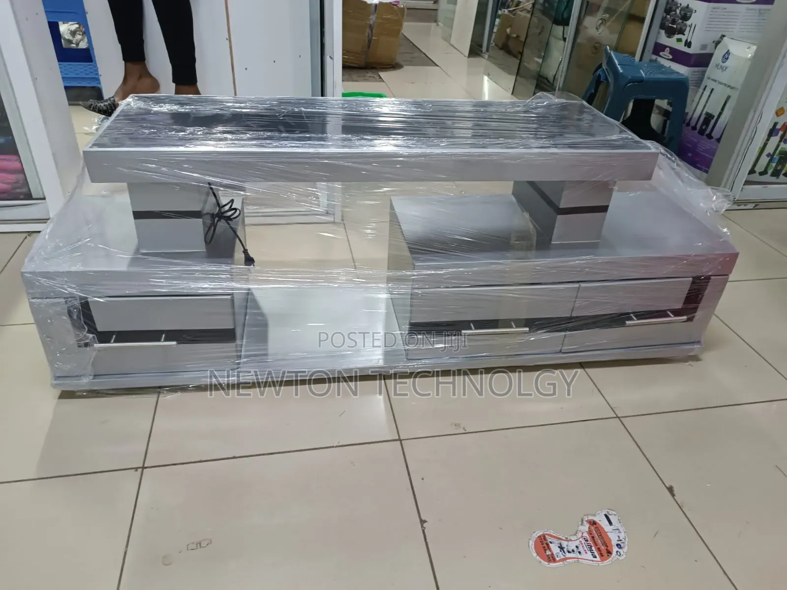 Executive Tv Stand With Marble Coating and Light