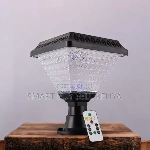 Solar Powered Led Outdoor Post Lamp With Decorative Crystal Cover