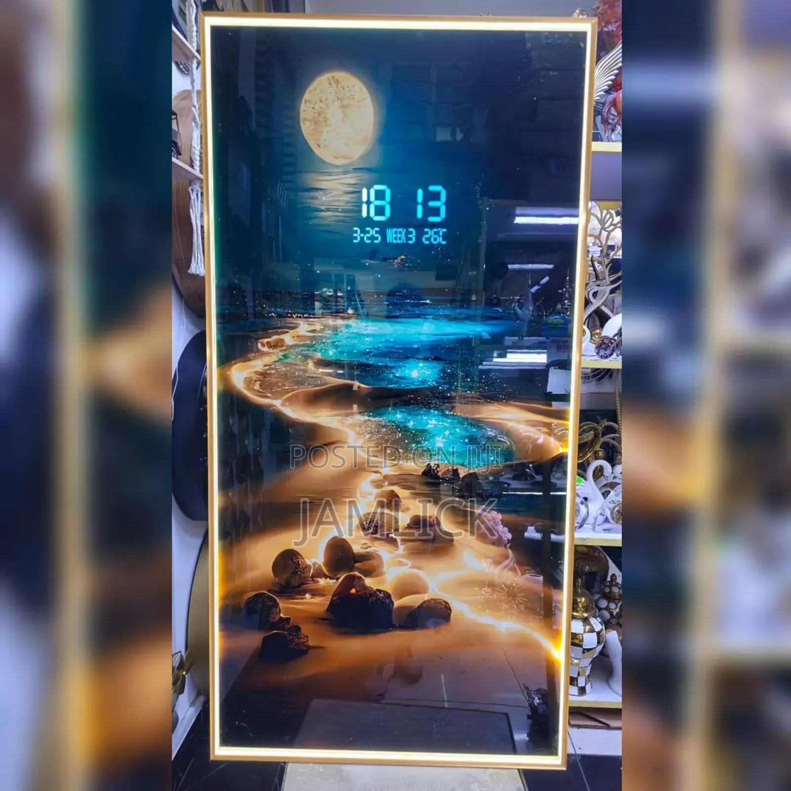 Modern Led Wall Art With Digital Clock Remote Control - Gh
