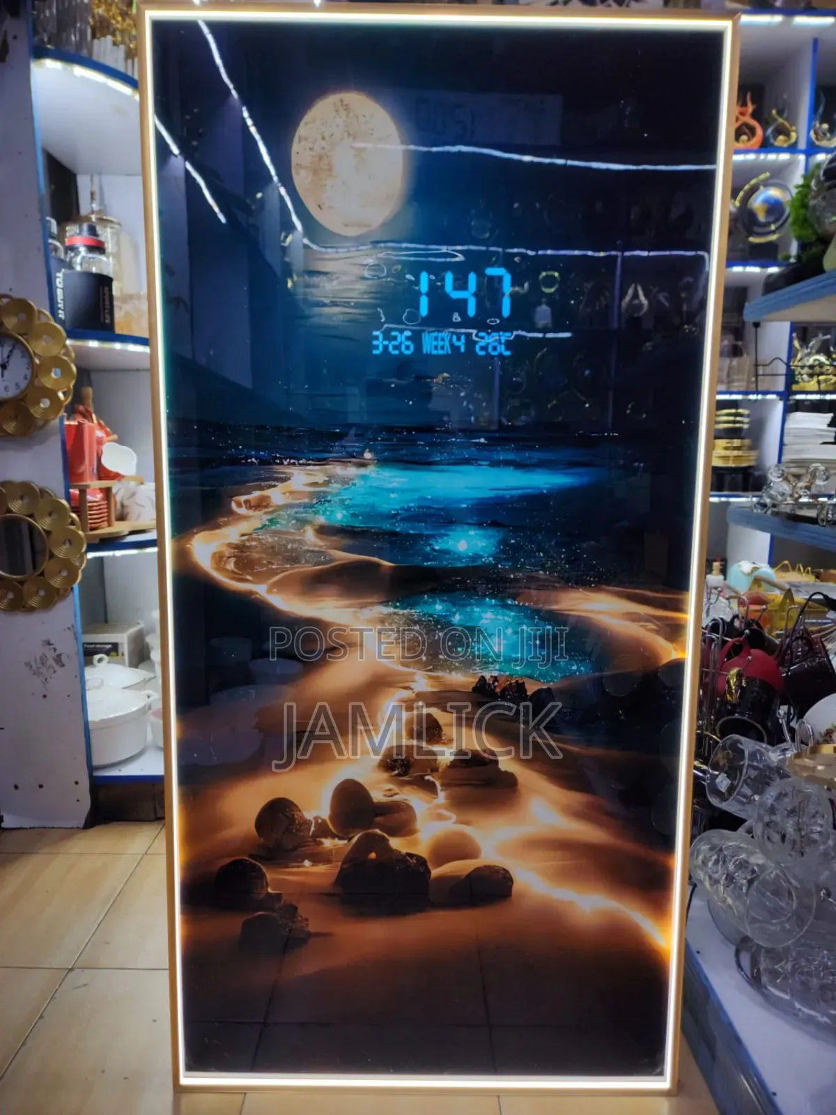 Modern Led Wall Art With Digital Clock Remote Control - Gh