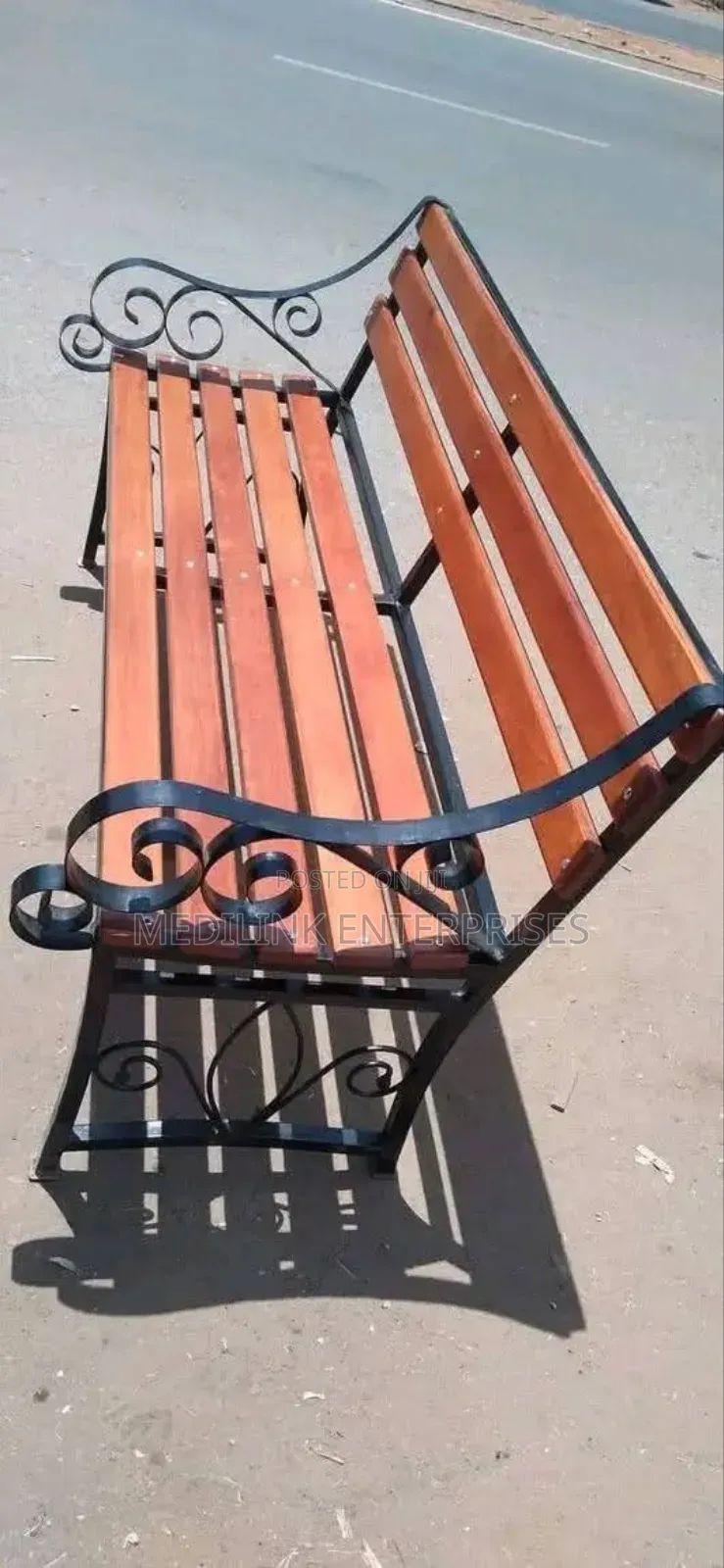 Backrest Bench Wooden Metallic 5ft