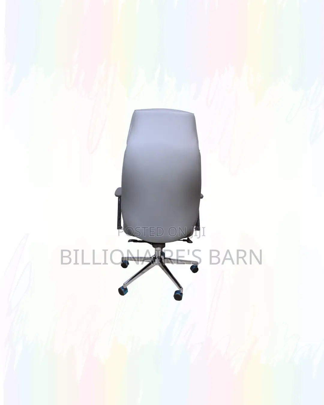 Grey Executive Leather Office Chair High Back Chrome Base Support