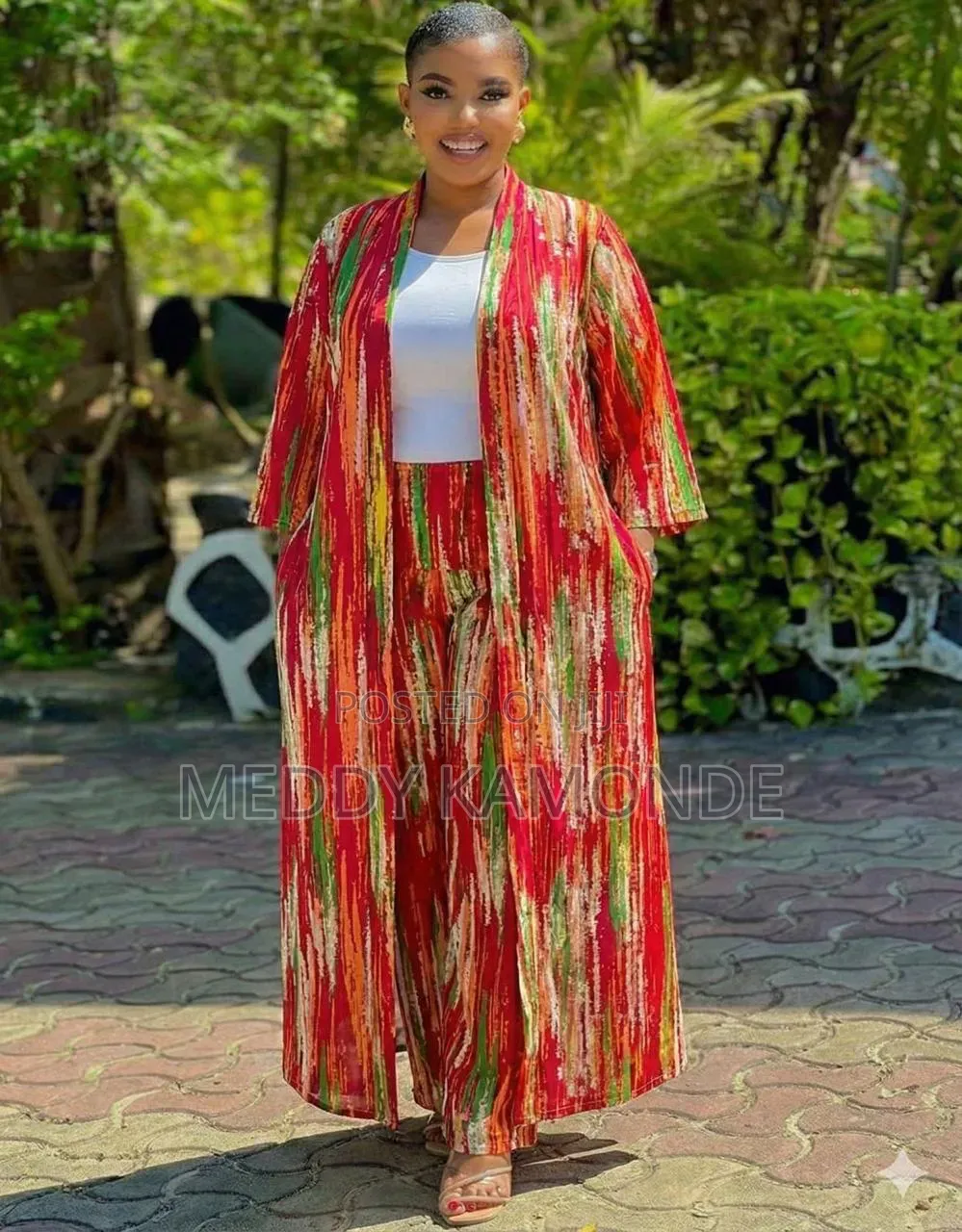 Brown Suit Kimono+Trouser+Top 3pc