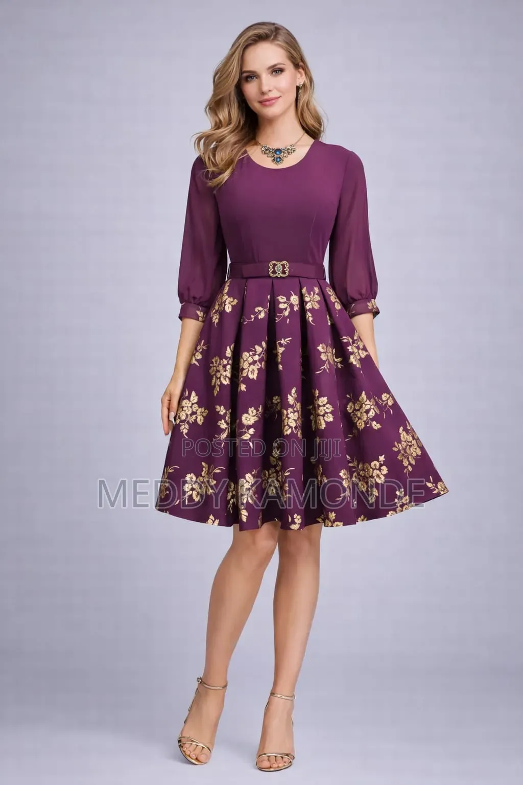 Navy Blue Round/Skater Dress