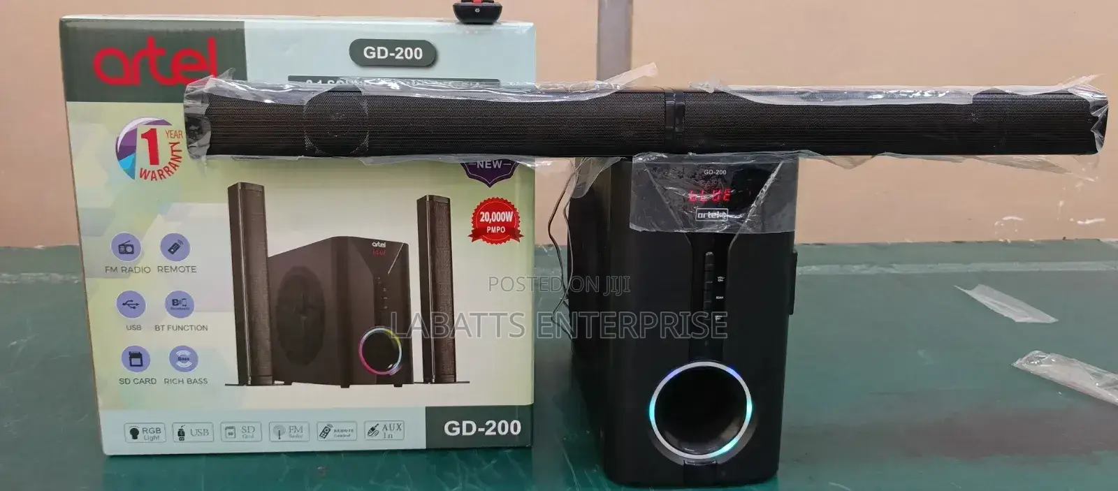 2.1ch Artel Subwoofer System Bt/Usb/Fm Tall Boy