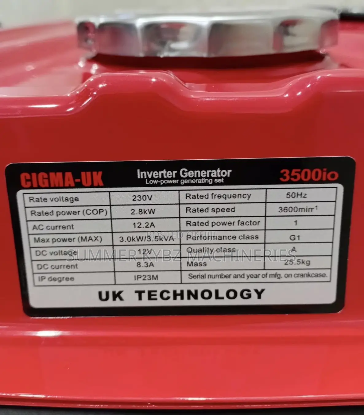 Cigma Uk Inverter Generator Set 3500 I O