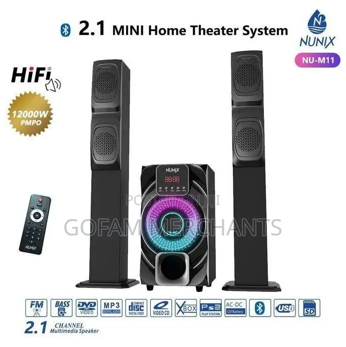 Nunix 2.1ch Nu- M11 Home Theater Speaker System Tall Boy