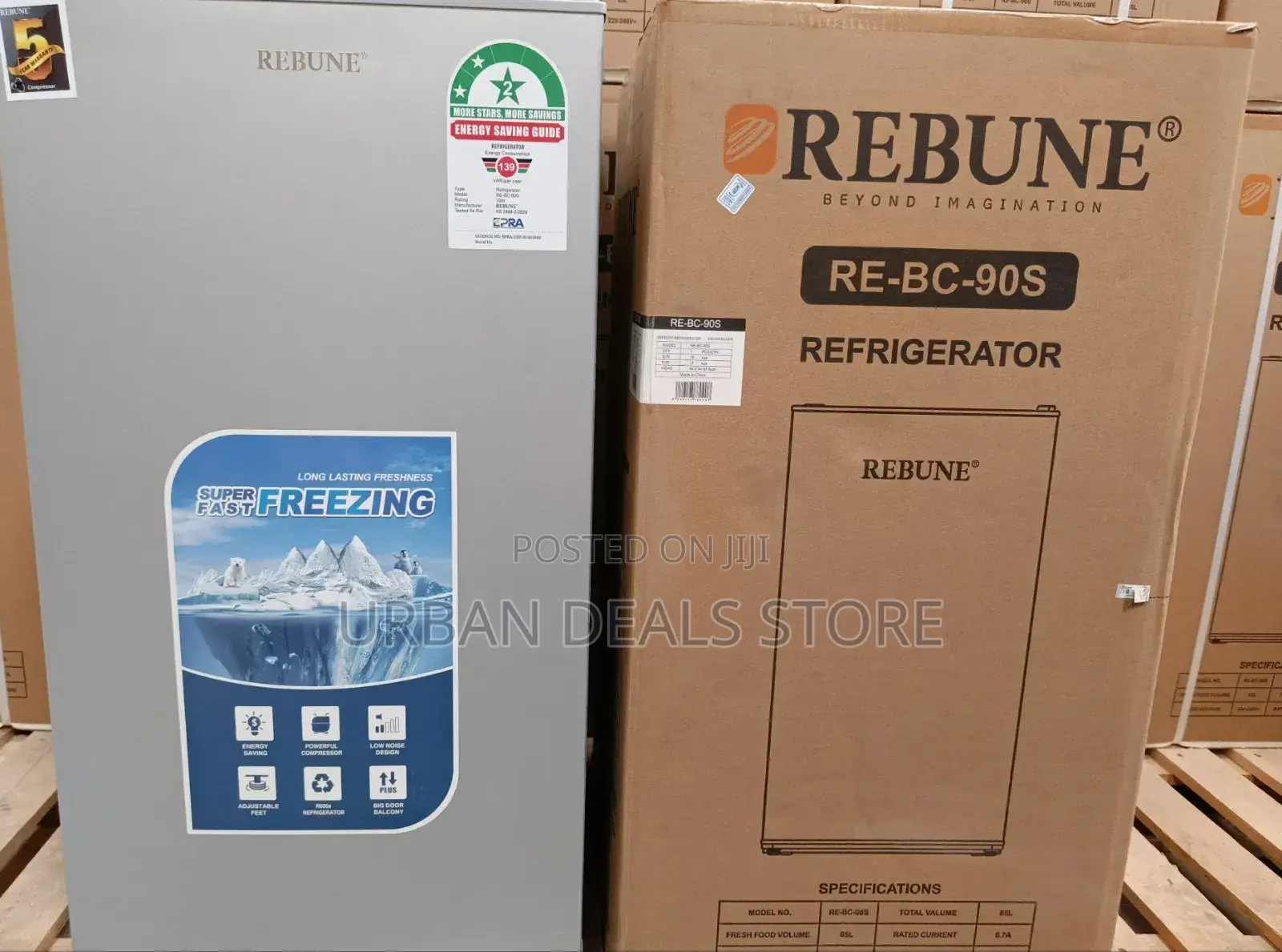 Rebune 90 Litres Dark Silver Single Door Refrigerator