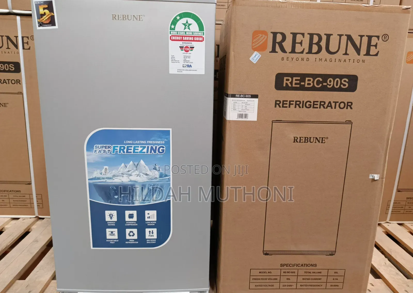 Rebune 90l Dark Silver Single Door Refrigerator With Free Guard
