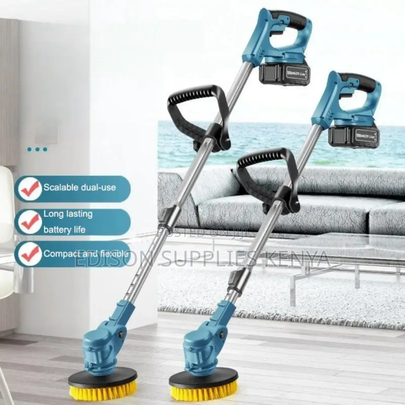 Spin Brush Scrubber High Power Rechargeable 3 in 1 3pc Brush Set