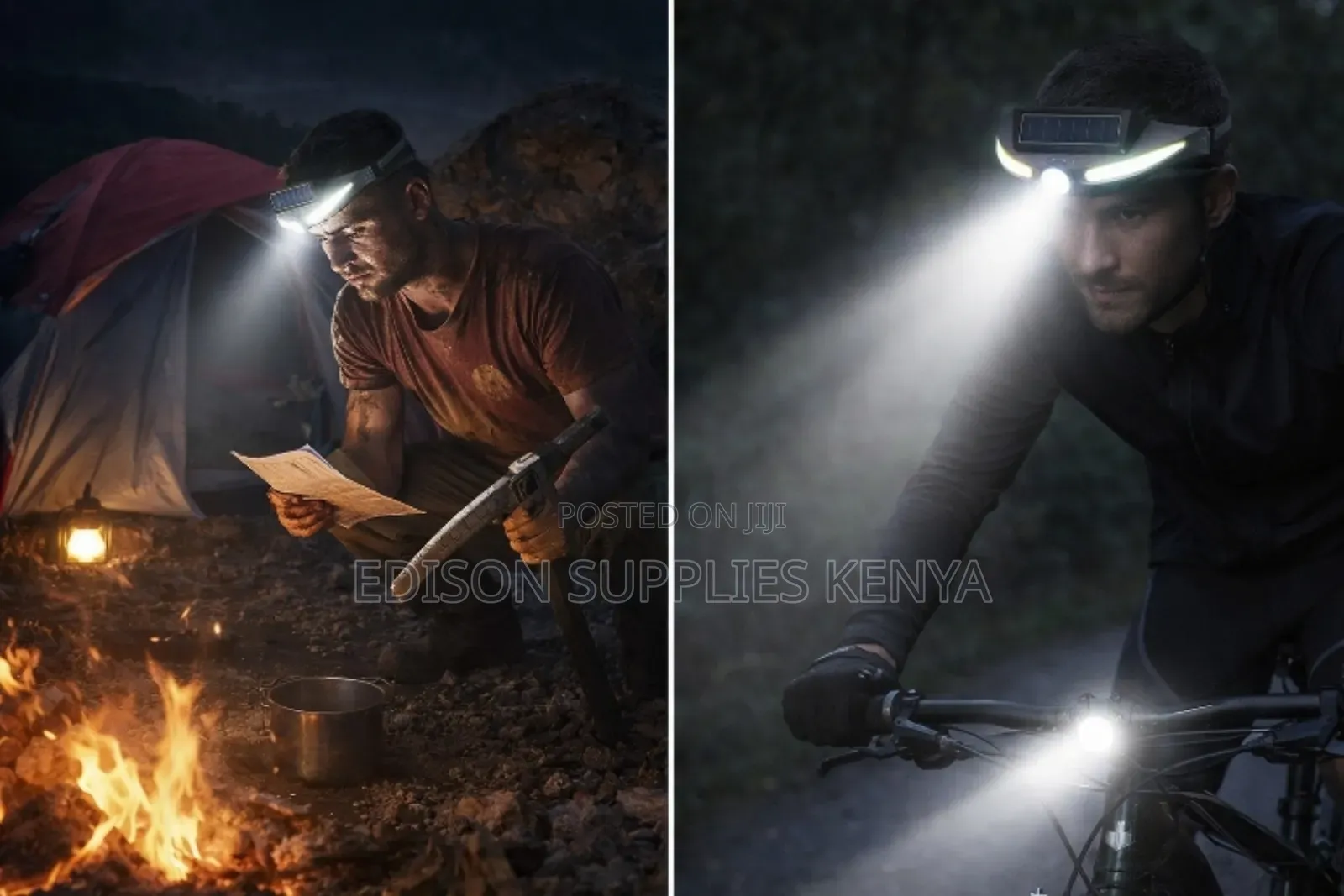 Solar Headlamp Usb Rechargeable Lights Cob Led Camping Head Lamps
