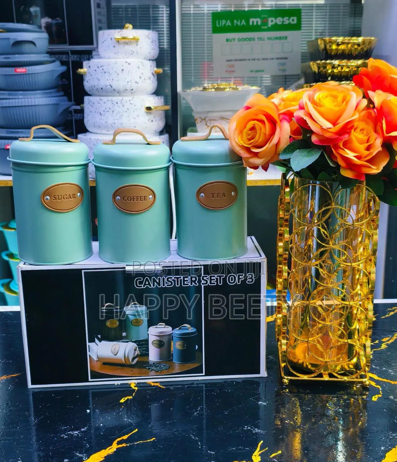 *3pcs Cannister Set (Tea/Sugar/Coffee)