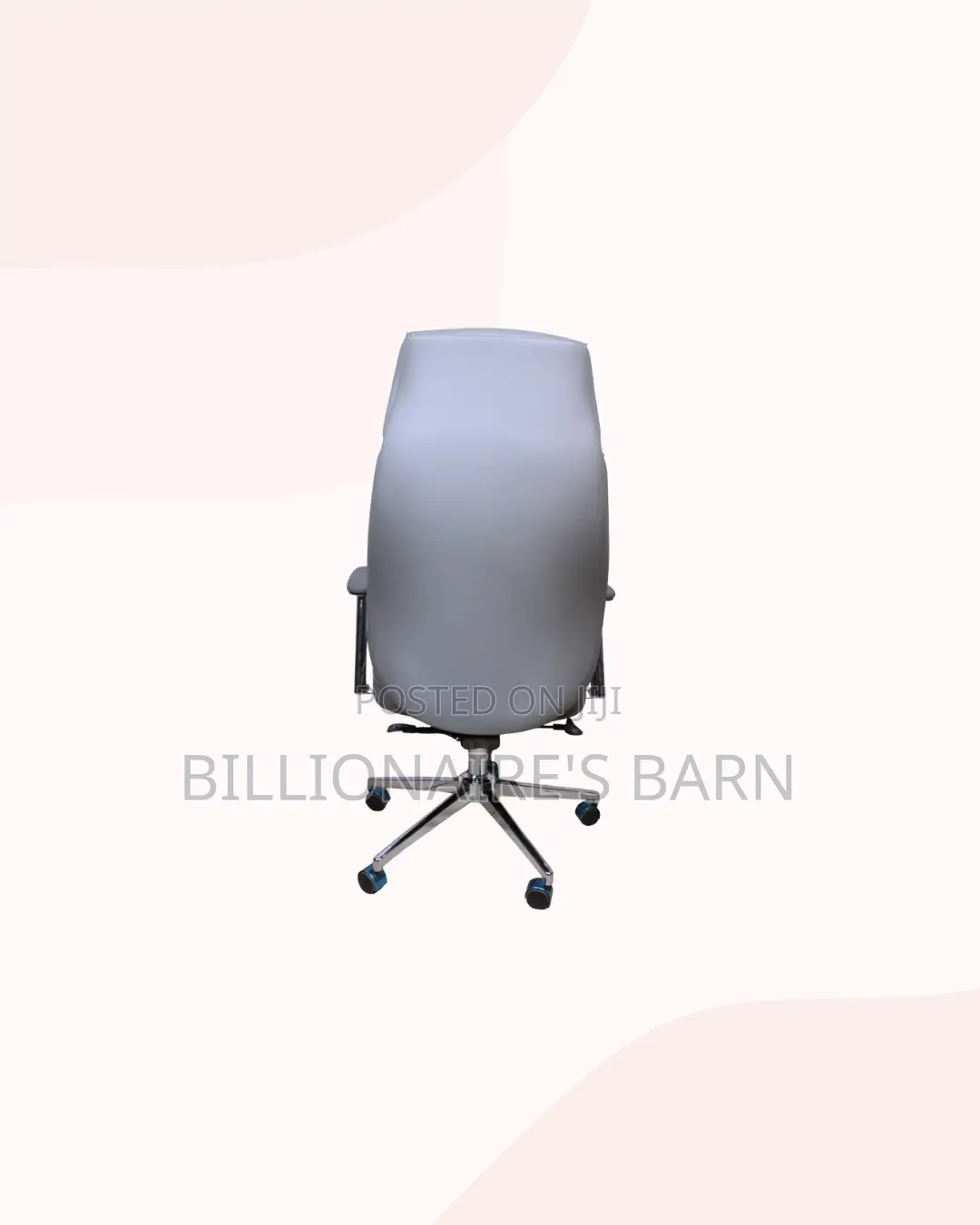 Grey Executive Leather Office Chair High Back Chrome Base Ergonomic