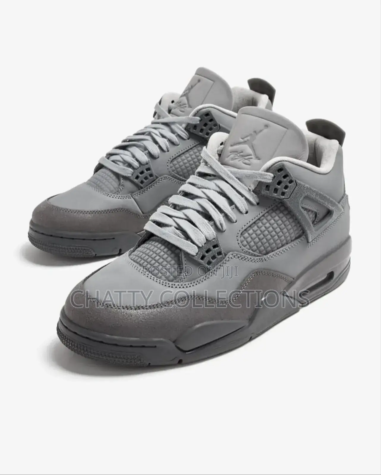 Light Gray Unisex Air Jordan 4 J4 Sneakers Size 37 to 45