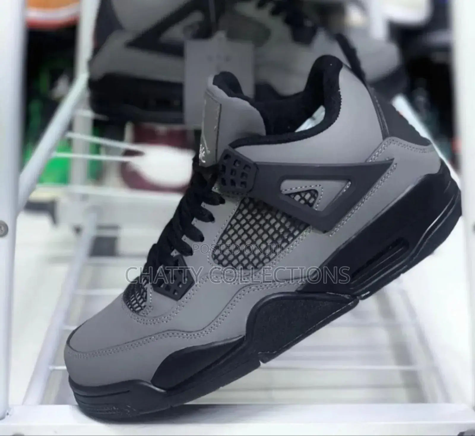 Gray and Black Unisex Jordan J4 Sneakers Size 37 to 45