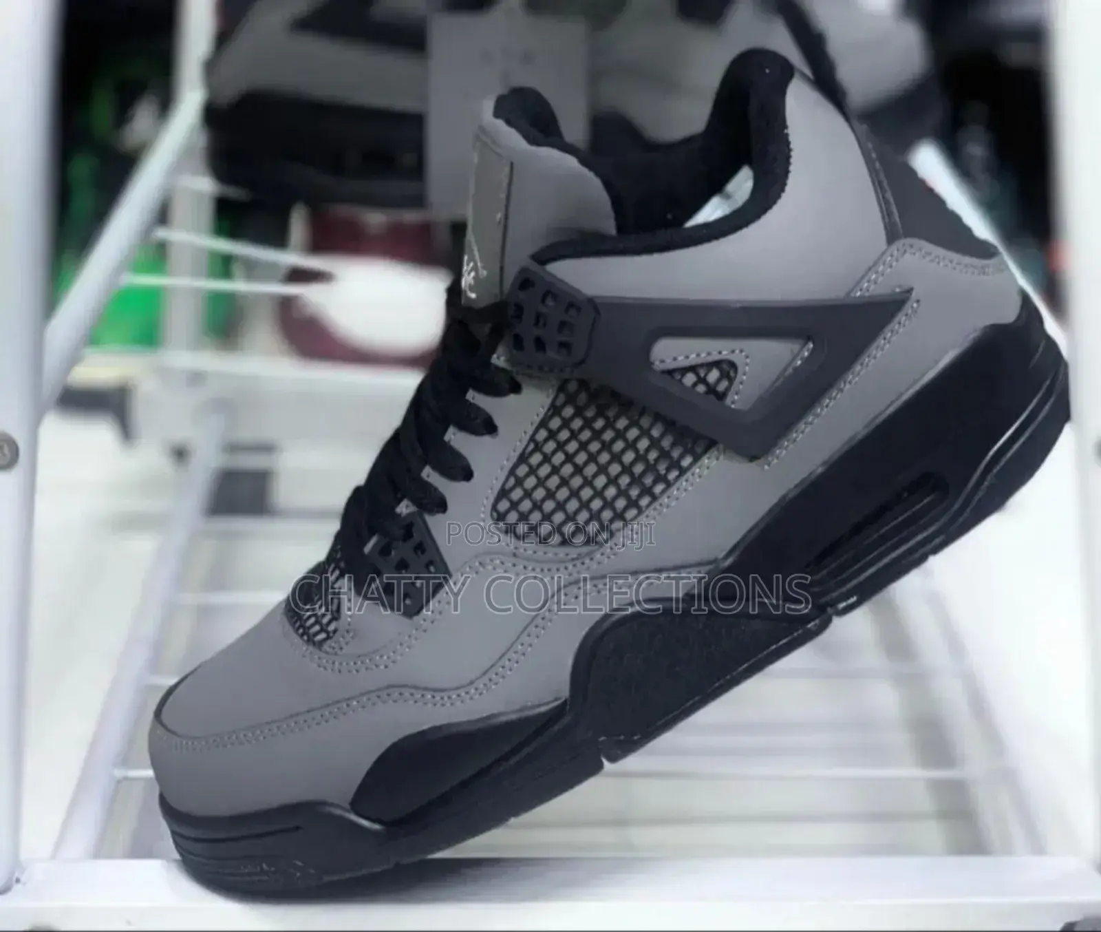 Gray and Black Unisex Jordan J4 Sneakers Size 37 to 45