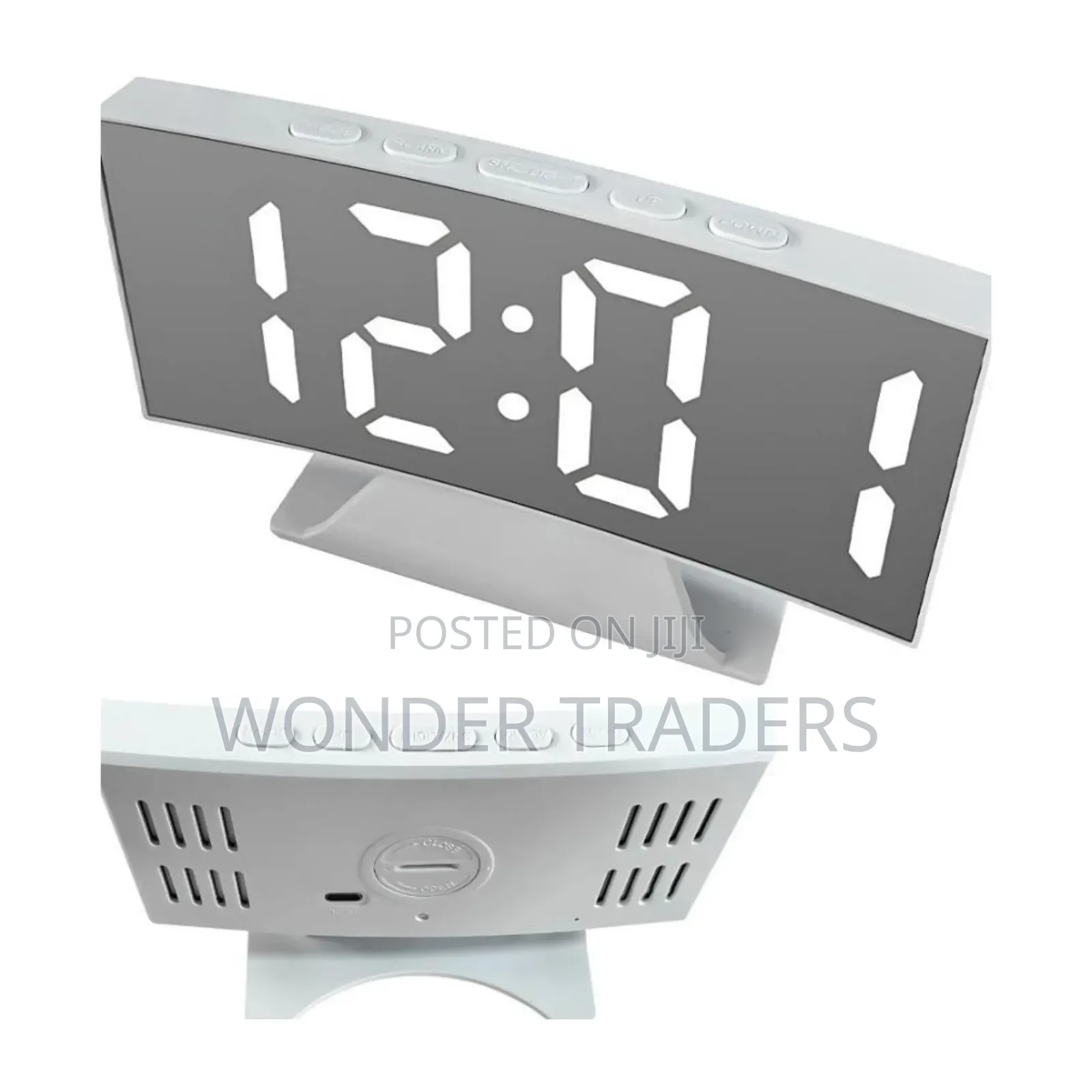 *Electronic Digital Led Mirror Alarm Clock With Thermometer And Memory