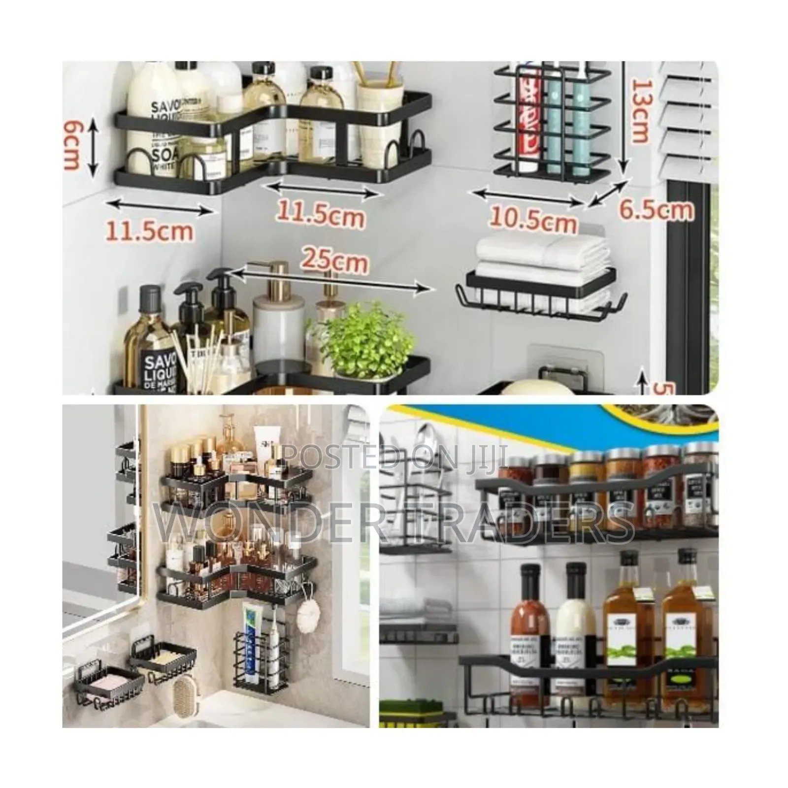 *Multipurpose 5pcs Set Rectangular and Corner Shower Caddy Shelf/5in1