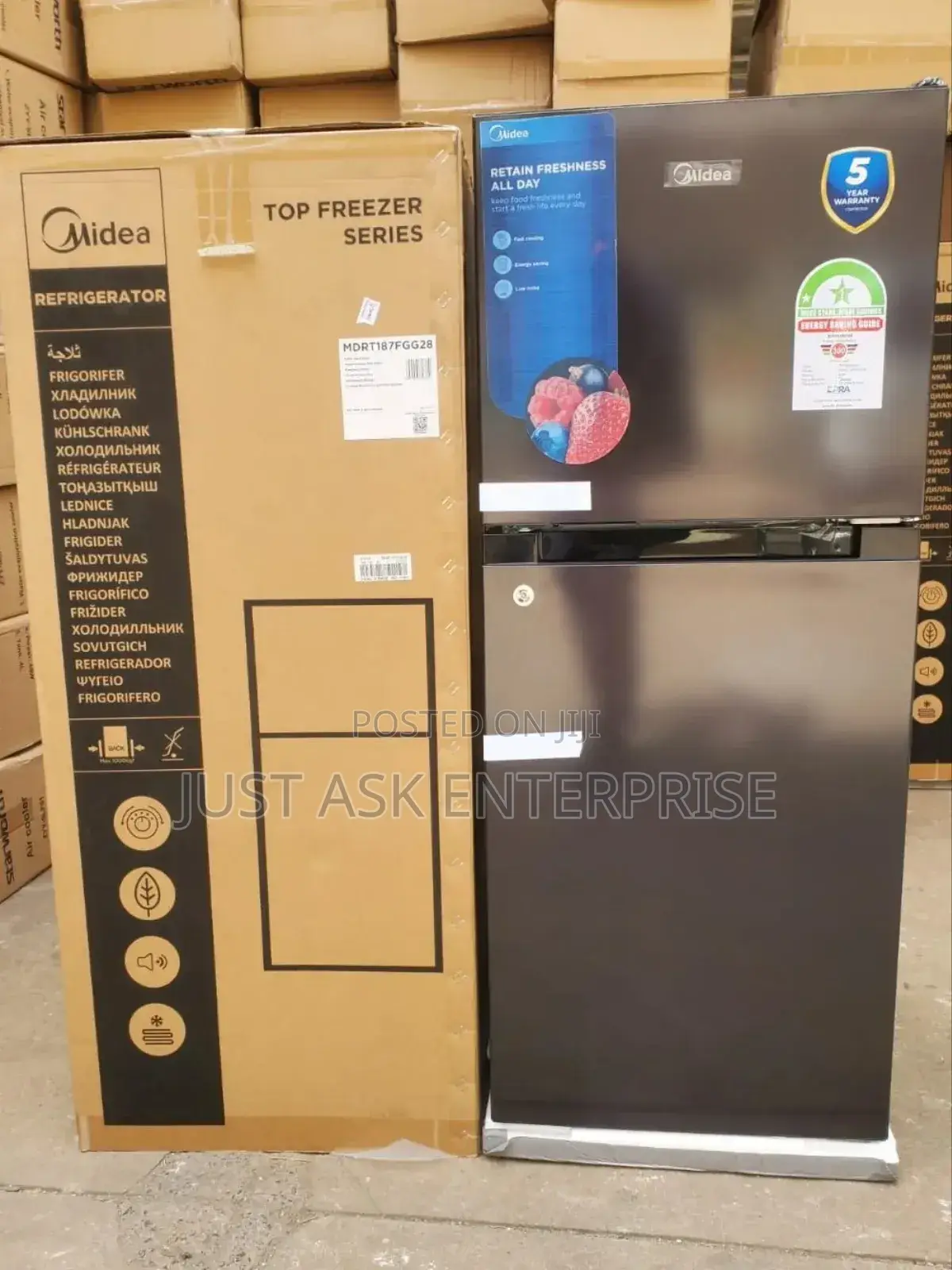 Midea 187 Litres Double Door Fridge - Mdrt187fgg28
