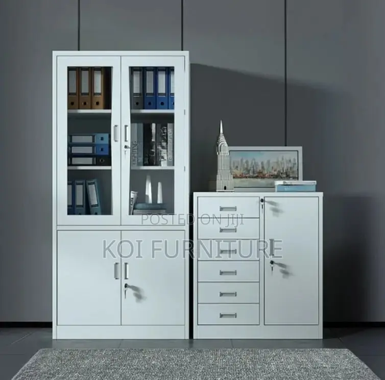 Office Cabinet; Two Doors Gray Executive Storage Solution Cabinet
