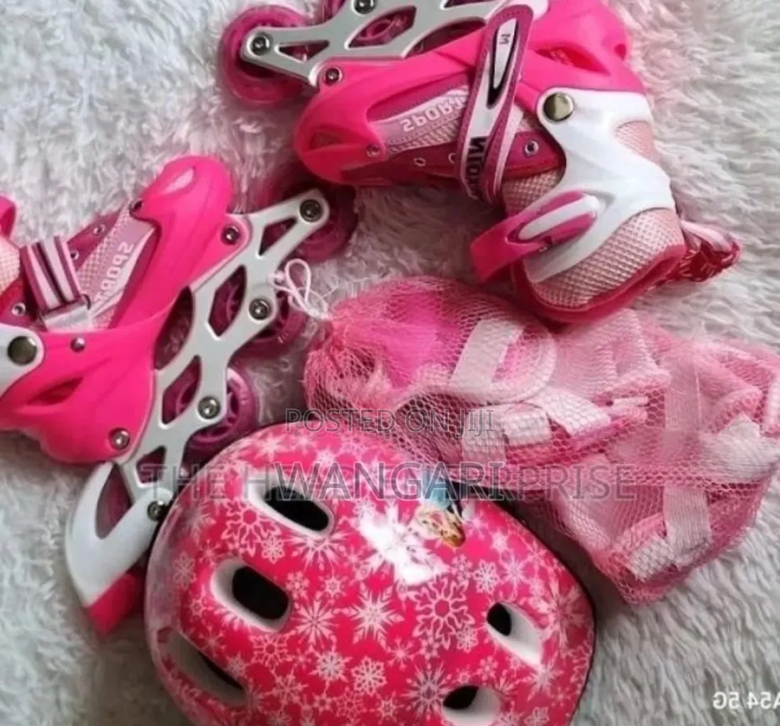Pink Large Skating Shoes + Helmet