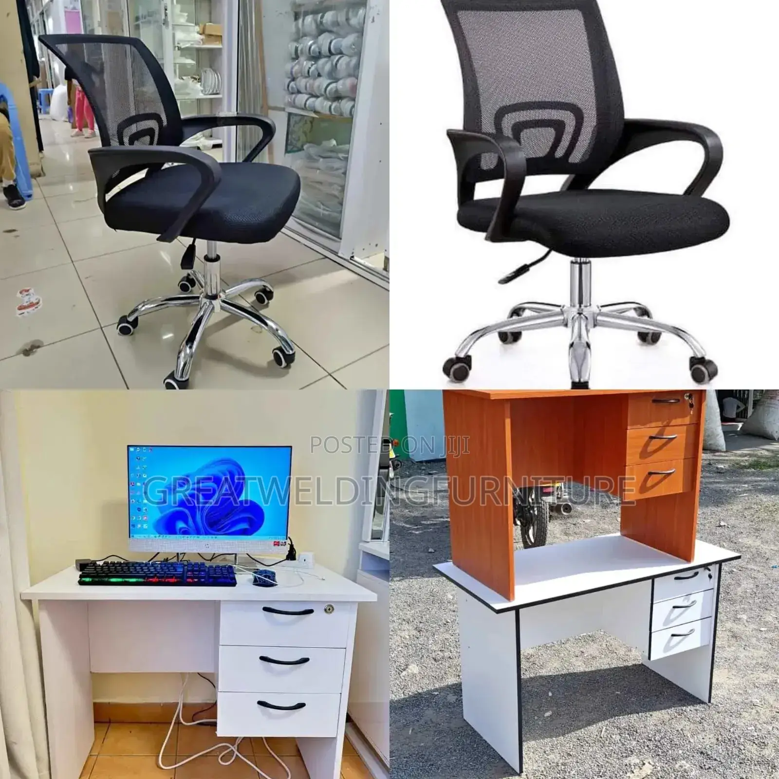 Black Mesh Office Chair And Office Desk Vde3