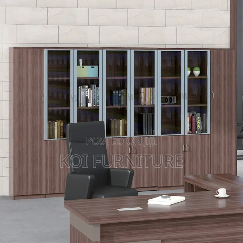 Office Cabinets; 3 Doors Brown Executive Wooden Office Cabinet