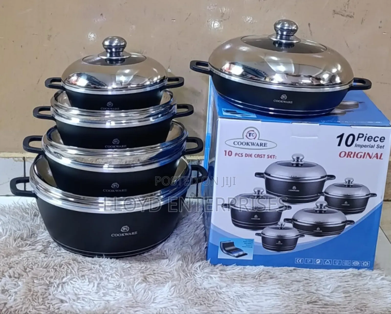 10pcs Tc Non Stick Cookware-Black