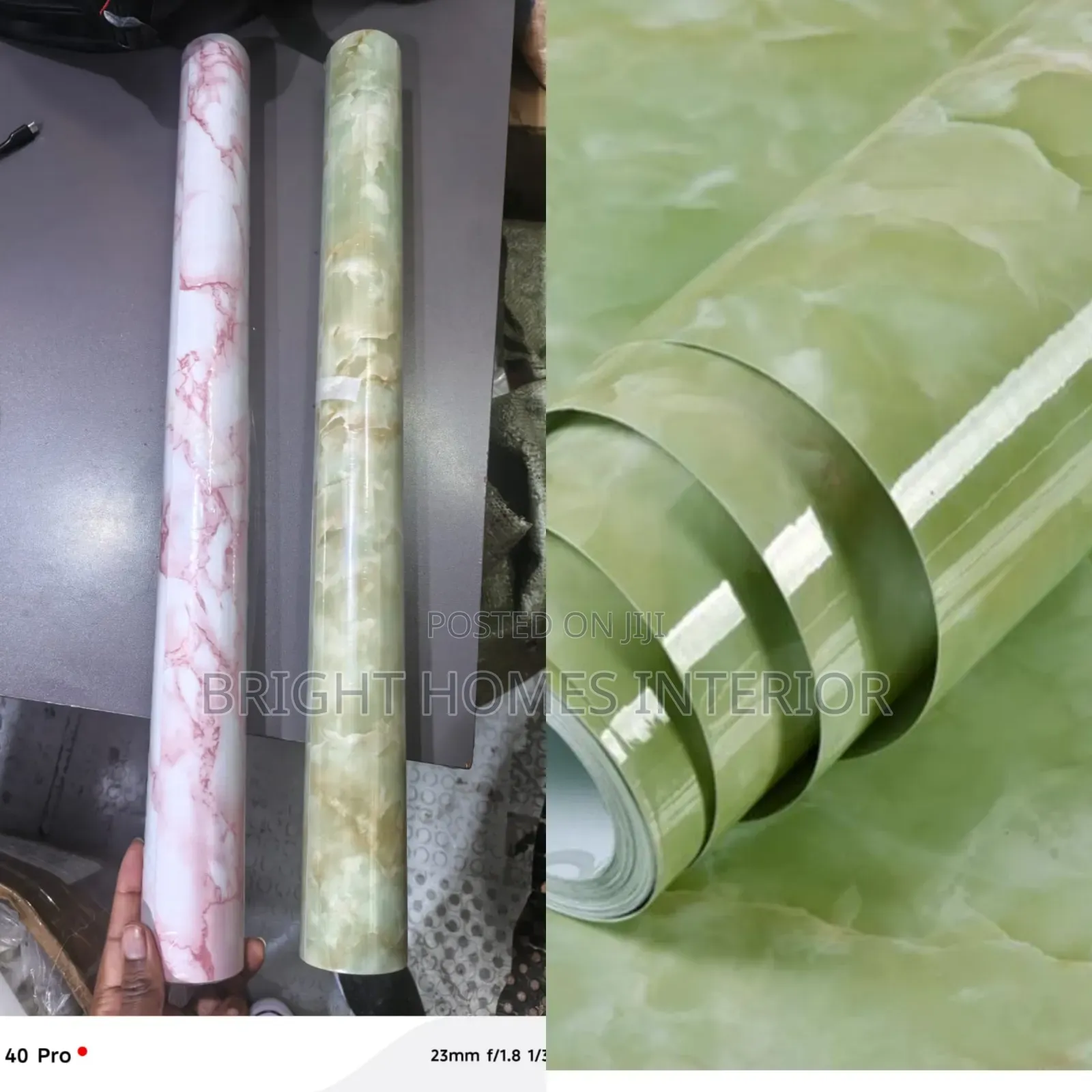 Green Glossy Marble Contact Paper Available