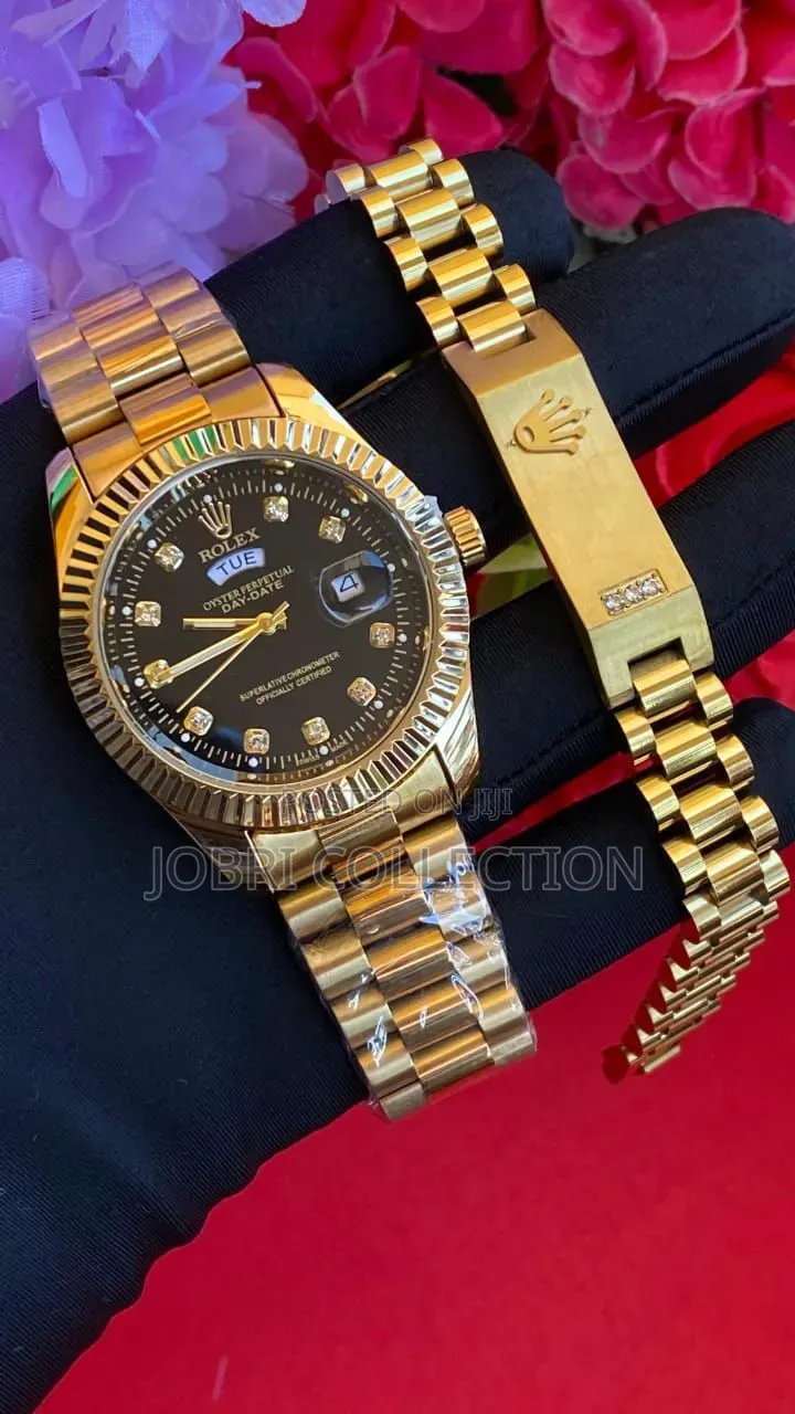 Stainless Steel Rolex Watch and Braclet Set