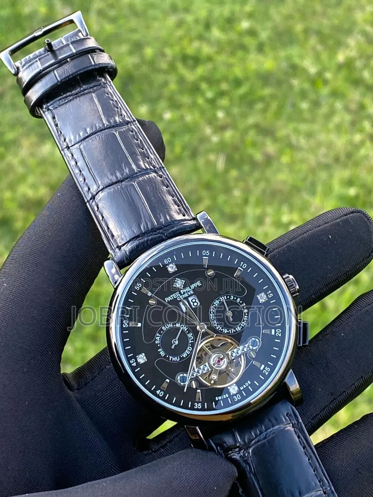 Black Leather Strap Automatic Patek Philippe Gents Watch