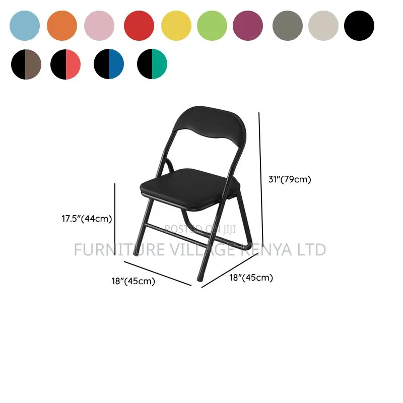 Office Chair : Black Padded Folding Office Chair