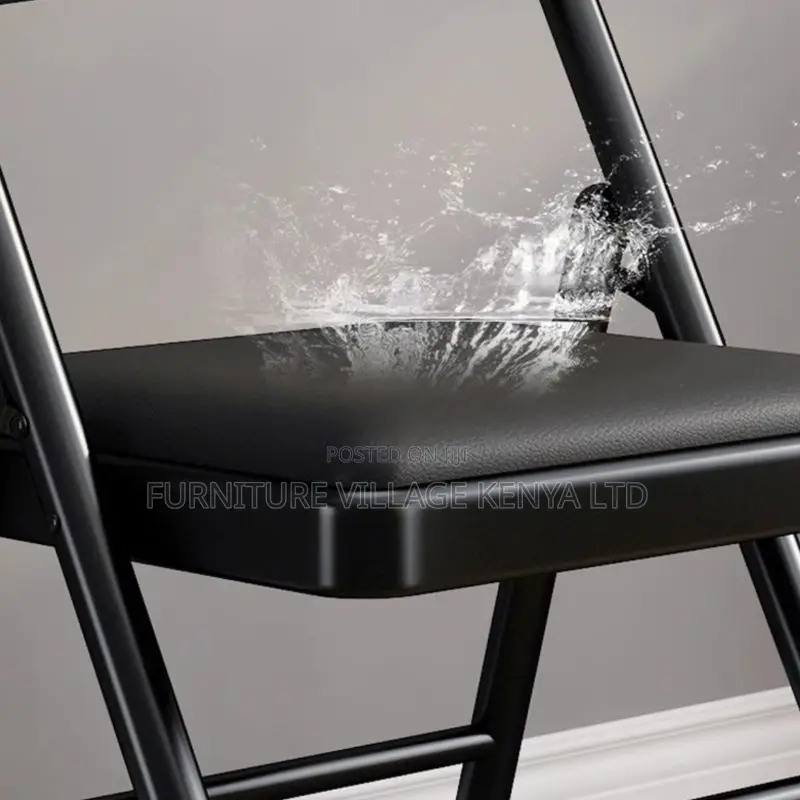 Office Chair : Black Padded Folding Office Chair