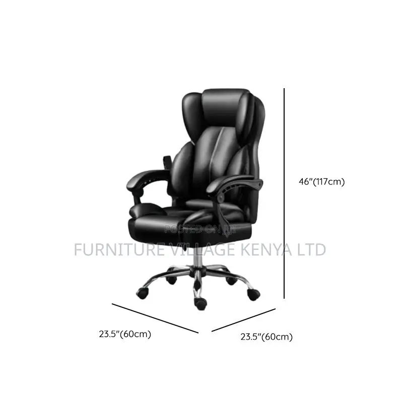 Office Chair; Leather Ergonomic Chair With Closed Back and Footrest