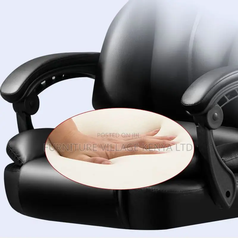 Office Chair; Leather Ergonomic Chair With Closed Back and Footrest