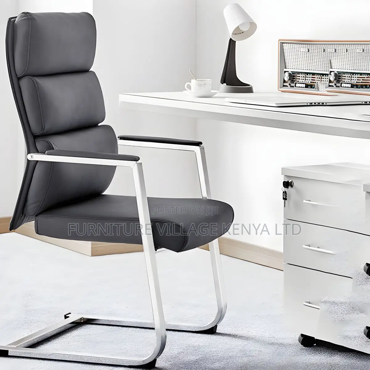 Office Chair; Modern Office Task Chair With Leather Back