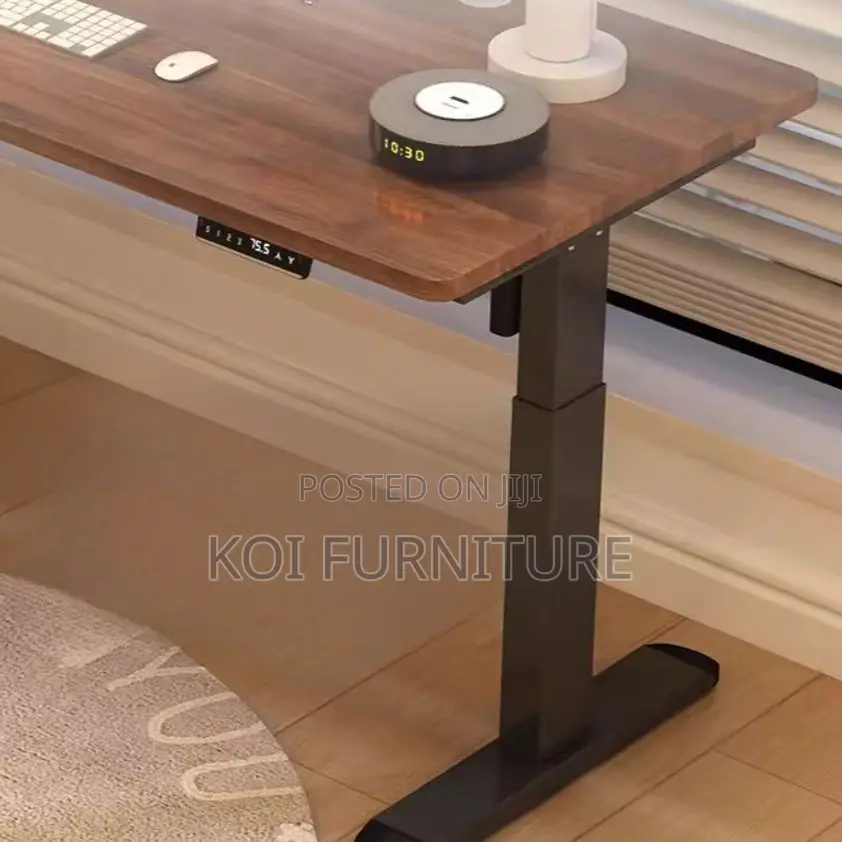 Office Table; 1400mm Brown Top Adjustable Home Office Desktop Desk