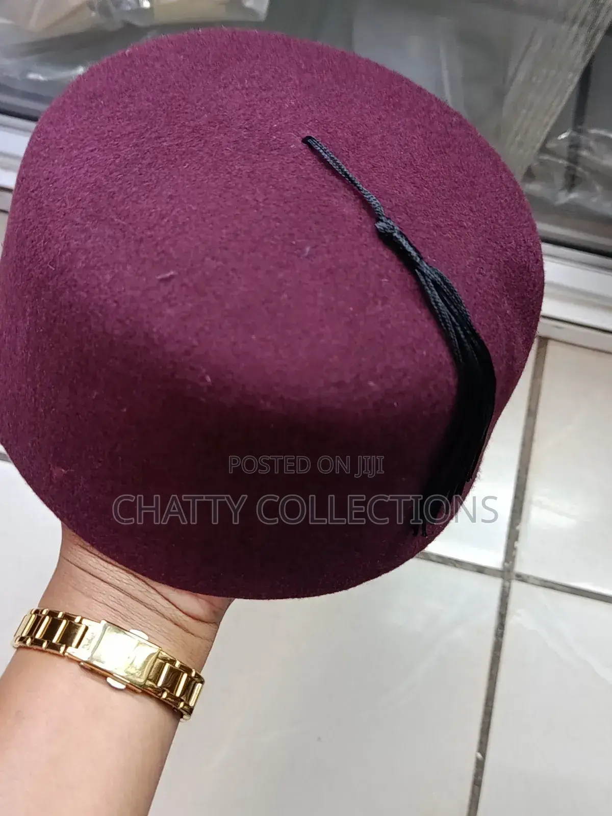 Maroon Men Oga Hats With Tassel