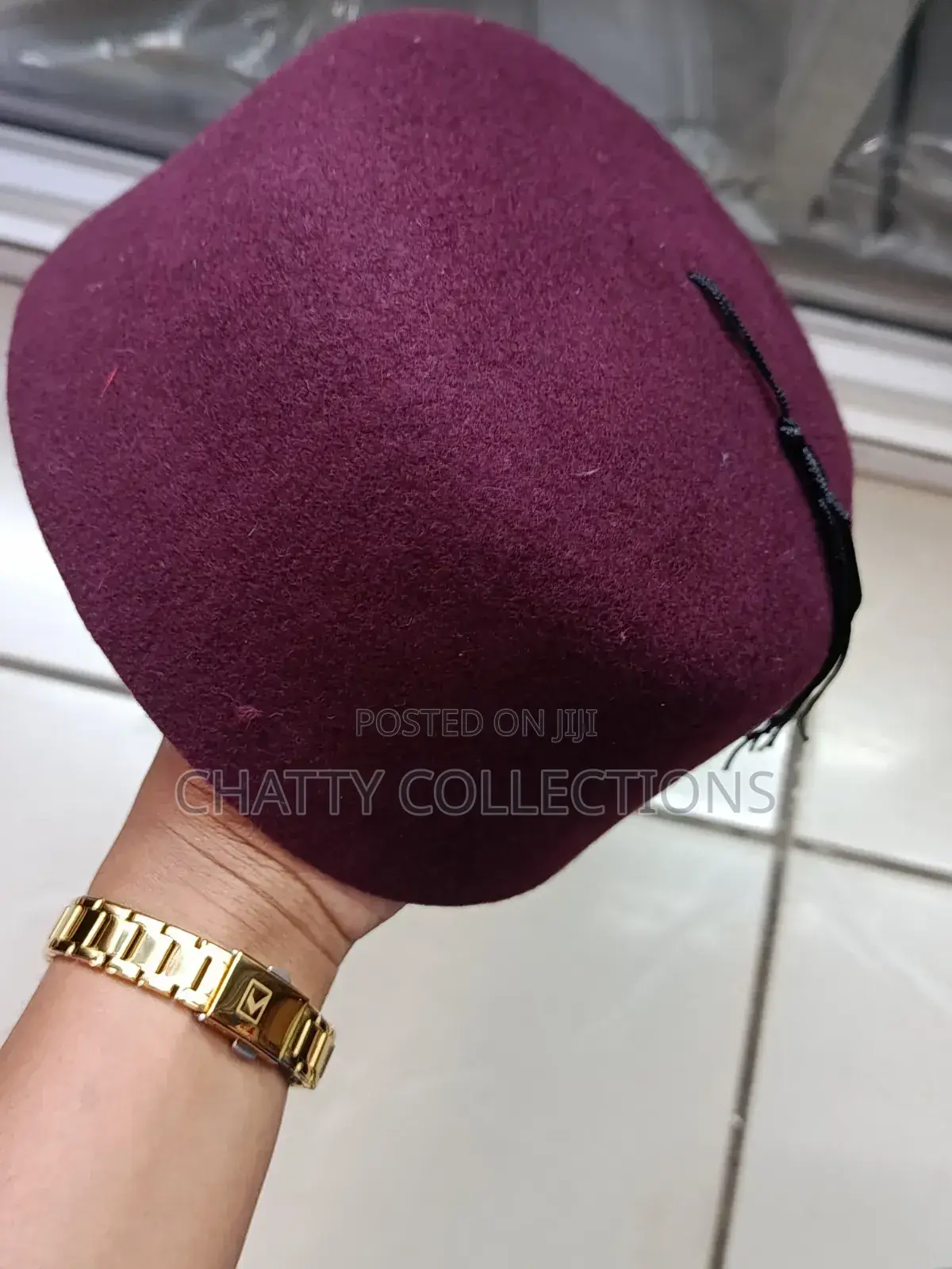 Maroon Men Oga Hats With Tassel
