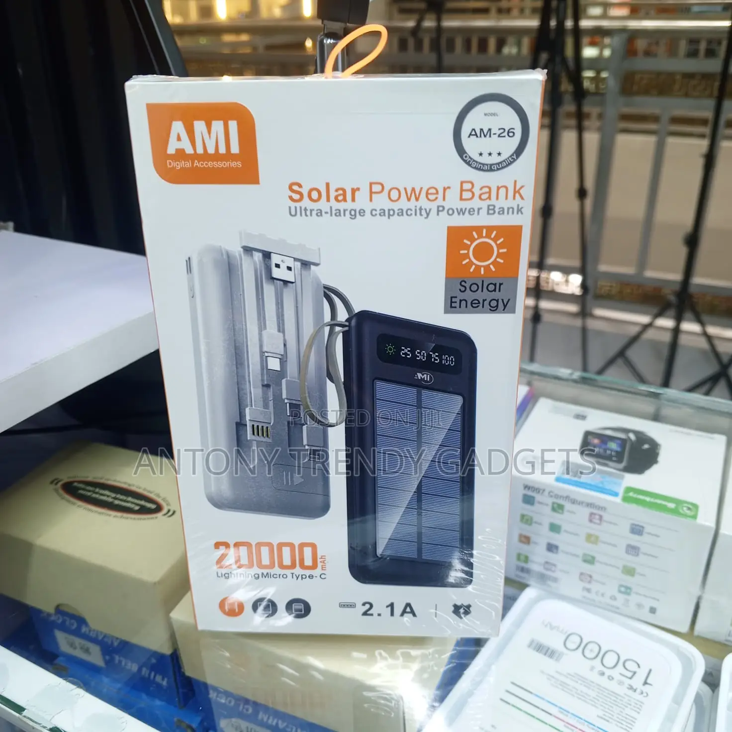 Ami Am-26 Solar Power Bank 2.1a Fast Charging With Torch