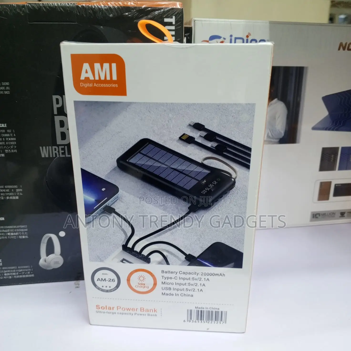 Ami Am-26 Solar Power Bank 2.1a Fast Charging With Torch